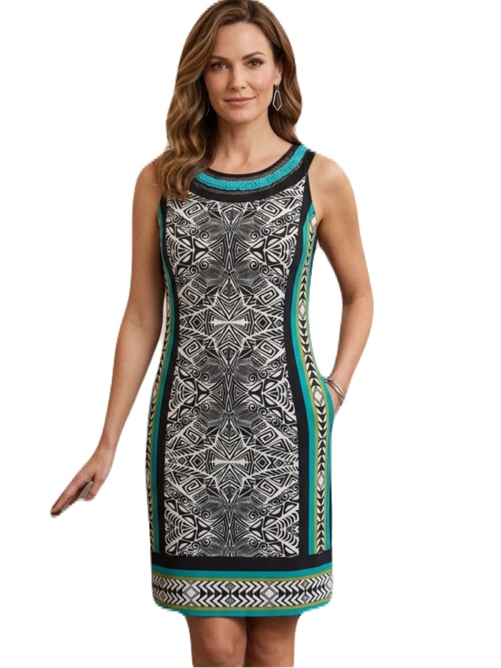 Sandra Darren Patterned Dress Size 12 NEW